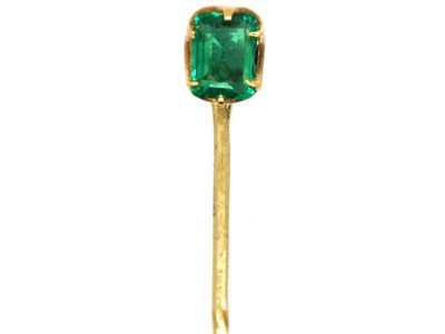 Edwardian 15ct Gold, Emerald Paste Tie Pin Edwardian 15ct Gold, Emerald Paste Tie Pin