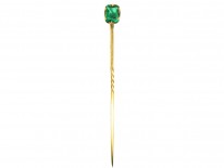Edwardian 15ct Gold, Emerald Paste Tie Pin