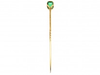 Edwardian 15ct Gold, Emerald Paste Tie Pin
