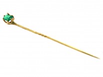 Edwardian 15ct Gold, Emerald Paste Tie Pin