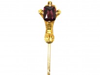 Victorian 18ct Gold Claw Tie Pin Set With a Garnet