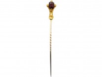 Victorian 18ct Gold Claw Tie Pin Set With a Garnet