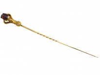 Victorian 18ct Gold Claw Tie Pin Set With a Garnet