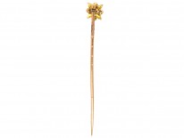 Edwardian 15ct Gold, Red Enamel & Natural Pearl Tie Pin