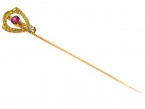 Art Deco 14ct Gold, Ruby & Diamond Tie Pin