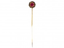 Edwardian Gold, Synthetic Ruby & Royal Blue Enamel Tie Pin