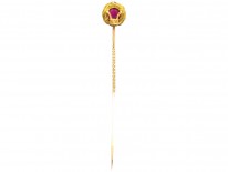Edwardian Gold, Synthetic Ruby & Royal Blue Enamel Tie Pin
