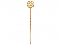Edwardian 15ct Gold & Natural Split Pearl Cluster Tie Pin