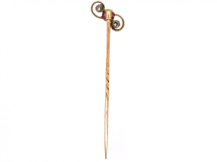 Edwardian 15ct Gold, Ruby & Diamond Tie Pin
