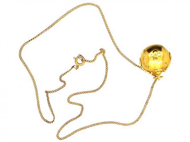 9ct Gold Masonic Ball on 9ct Gold Chain