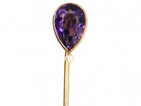 Edwardian Amethyst & Natural Pearl Tie Pin