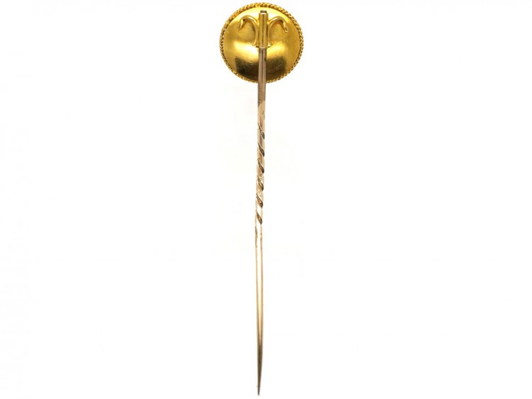 Victorian 18ct Gold Onyx & Natural Split Pearl Tie Pin