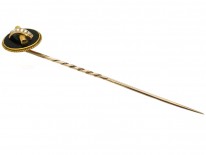 Victorian 18ct Gold Onyx & Natural Split Pearl Tie Pin