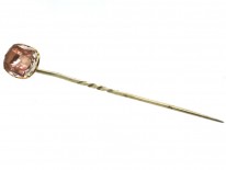 Georgian Pink Foiled Rock Crystal Tie Pin