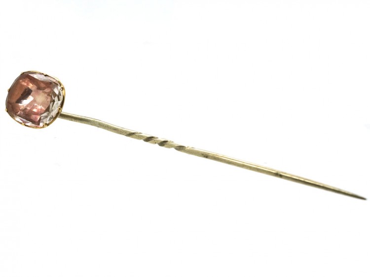 Georgian Pink Foiled Rock Crystal Tie Pin
