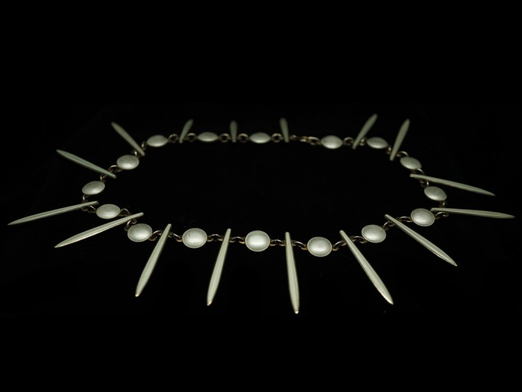 Silver & White Enamel Icicle Necklace by David Anderson