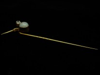 Edwardian 18ct Gold, Opal & Diamond Sprig Tie Pin
