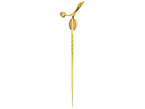 Edwardian 18ct Gold, Opal & Diamond Sprig Tie Pin