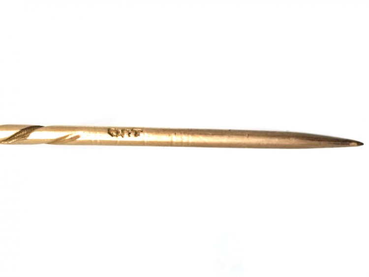 Edwardian 15ct Gold, Three Stone Ruby & Diamond Tie Pin