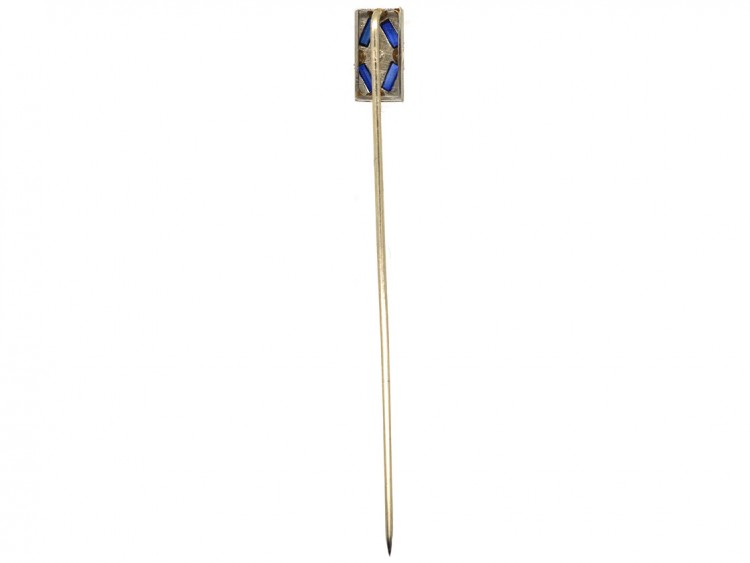 Art Deco Sapphire & Diamond Rectangular Tie Pin