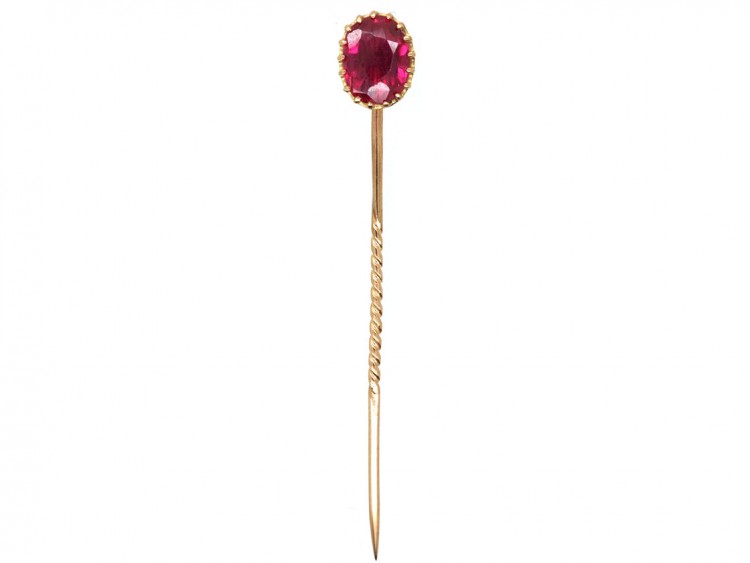 Art Deco 9ct Gold & Synthetic Ruby Tie Pin