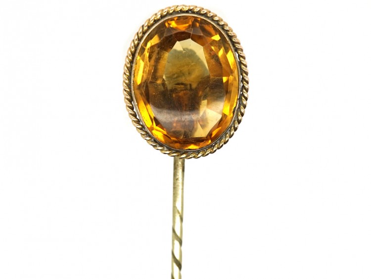 Edwardian 9ct Gold & Citrine Tie Pin