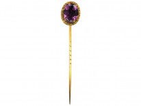 Georgian 15ct Gold & Foiled Amethyst Tie Pin