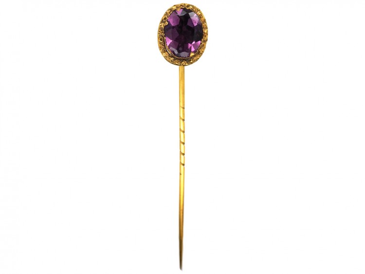 Georgian 15ct Gold & Foiled Amethyst Tie Pin