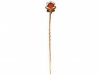 Edwardian 9ct Gold, Rose Diamond & Coral Tie Pin