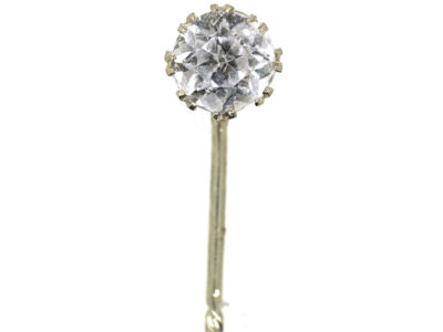 Rock Crystal White Gold Tie Pin