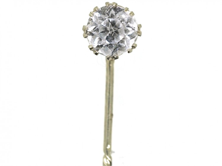 Rock Crystal White Gold Tie Pin