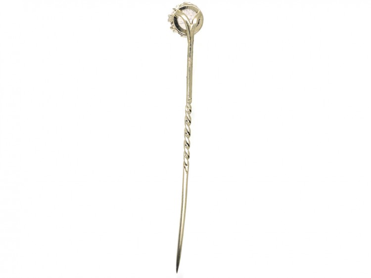 Rock Crystal White Gold Tie Pin