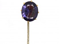 Edwardian Large Amethyst 18ct Gold Tie Pin