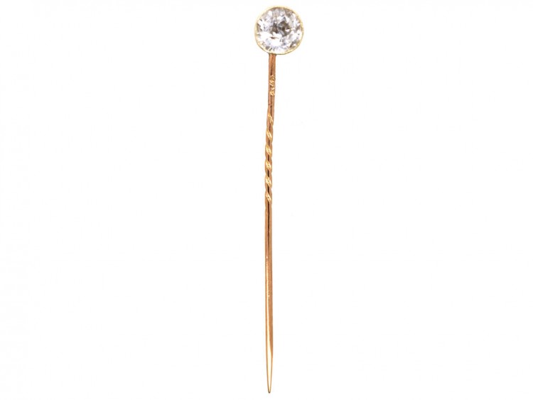 Edwardian 9ct Gold & Rock Crystal Tie Pin
