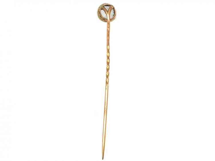 Edwardian 9ct Gold & Rock Crystal Tie Pin