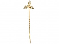 Edwardian Diamond & Emerald Three Petal Tie Pin