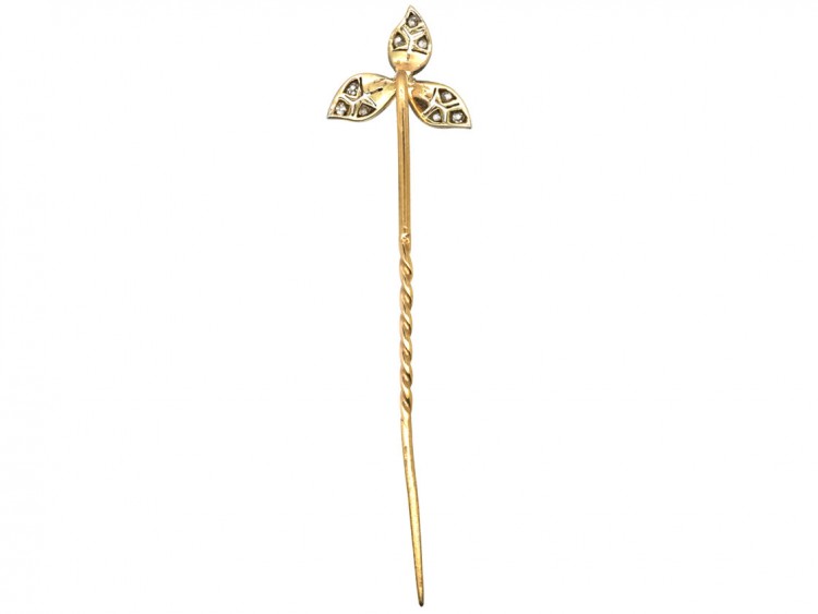 Edwardian Diamond & Emerald Three Petal Tie Pin