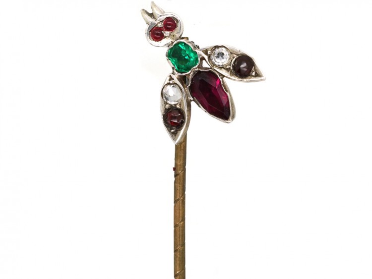 Georgian Silver & Coloured Paste Tie Pin of a Bug