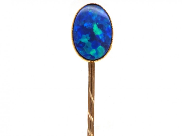 Edwardian 15ct Gold Opal Doublet Tie Pin