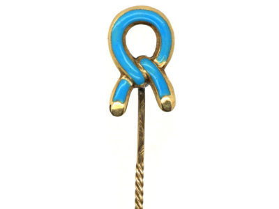 Victorian Tie The Knot Blue Enamel & 15ct Gold Tie Pin