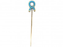 Victorian Tie The Knot Blue Enamel & 15ct Gold Tie Pin
