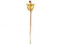 Edwardian 15ct Gold, Ruby, & Natural Pearl Tie Pin