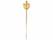 Edwardian 15ct Gold, Ruby, & Natural Pearl Tie Pin