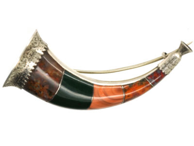 Victorian Silver & Agate Horn brooch