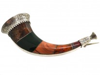 Victorian Silver & Agate Horn brooch