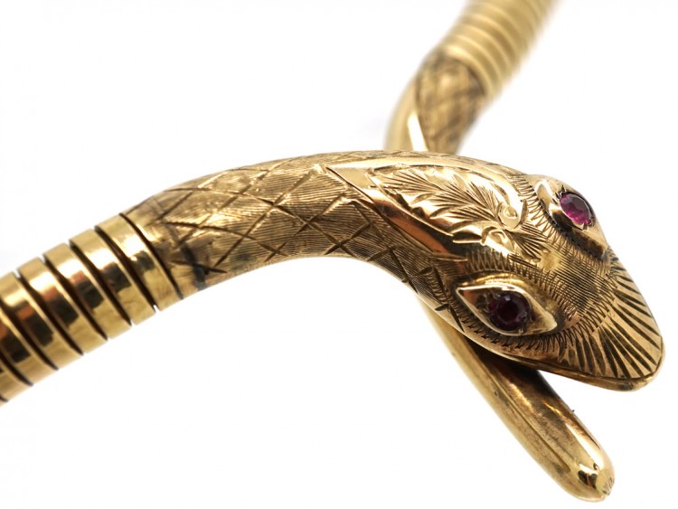 9ct Gold Snake Necklace With Ruby Eyes