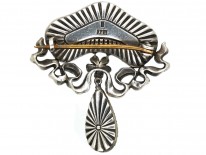Edwardian Silver, Blue Glass & Paste Flower Brooch