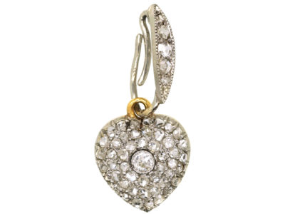 Edwardian Platinum & 15ct Gold Diamond Set Heart Pendant