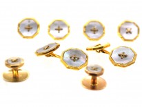 Edwardian 9ct Gold & Mother of Pearl Dress Set in Original Case