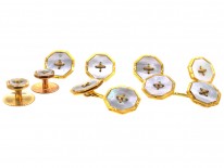 Edwardian 9ct Gold & Mother of Pearl Dress Set in Original Case